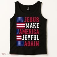 Jesus Make America Joyful Again - American Flag - Christian Tank Top thumb 2