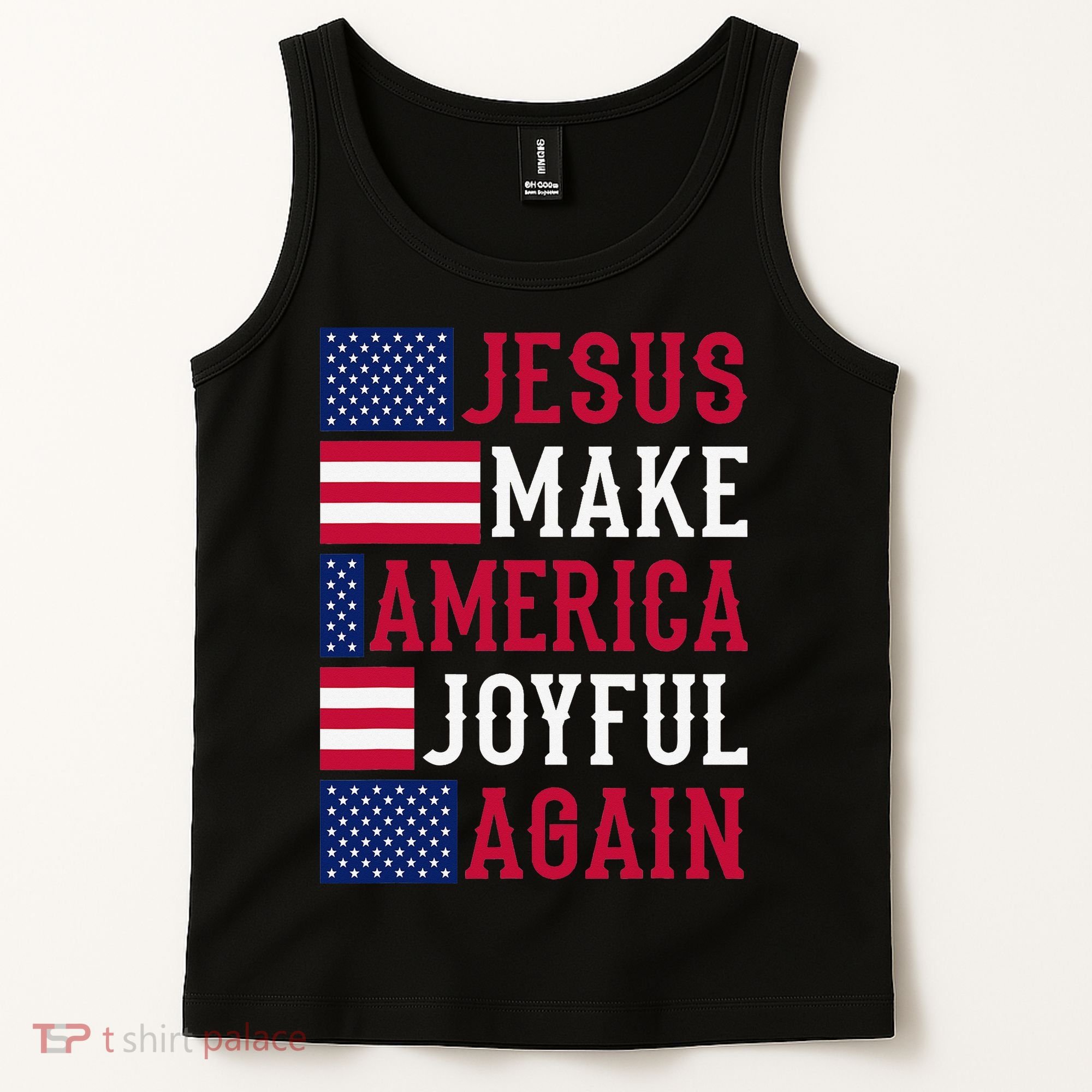 Jesus Make America Joyful Again - American Flag - Christian Tank Top