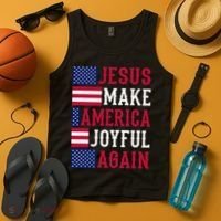 Jesus Make America Joyful Again - American Flag - Christian Tank Top thumb 4