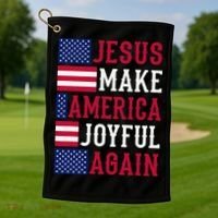 Jesus Make America Joyful Again - American Flag - Christian Golf Towel thumb 1