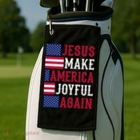 Jesus Make America Joyful Again - American Flag - Christian Golf Towel thumb 2