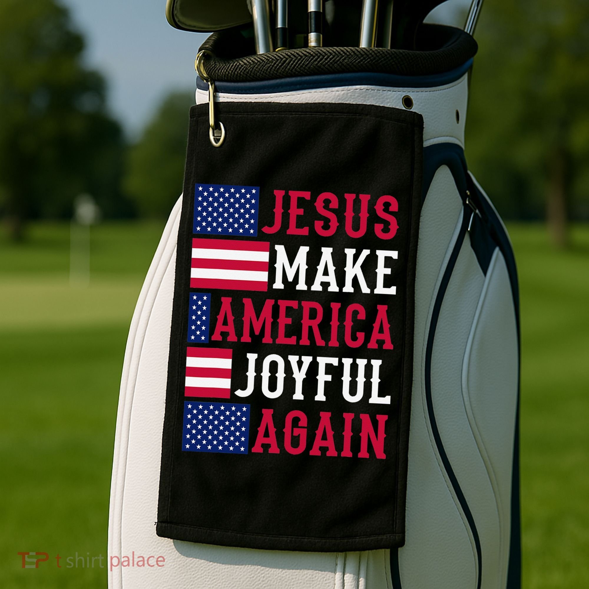 Jesus Make America Joyful Again - American Flag - Christian Golf Towel