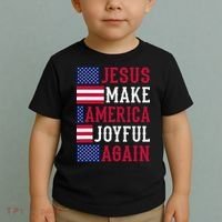 Jesus Make America Joyful Again - American Flag - Christian Toddler T-Shirt thumb 2