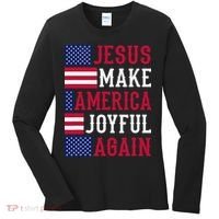 Jesus Make America Joyful Again - American Flag - Christian Women's Long Sleeve Shirt thumb 0