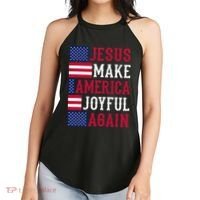 Jesus Make America Joyful Again - American Flag - Christian Women's Perfect Tri Rocker Tank thumb 2