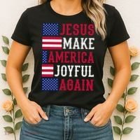 Jesus Make America Joyful Again - American Flag - Christian Women's T-Shirt thumb 2