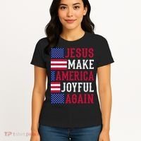 Jesus Make America Joyful Again - American Flag - Christian Women's T-Shirt thumb 4