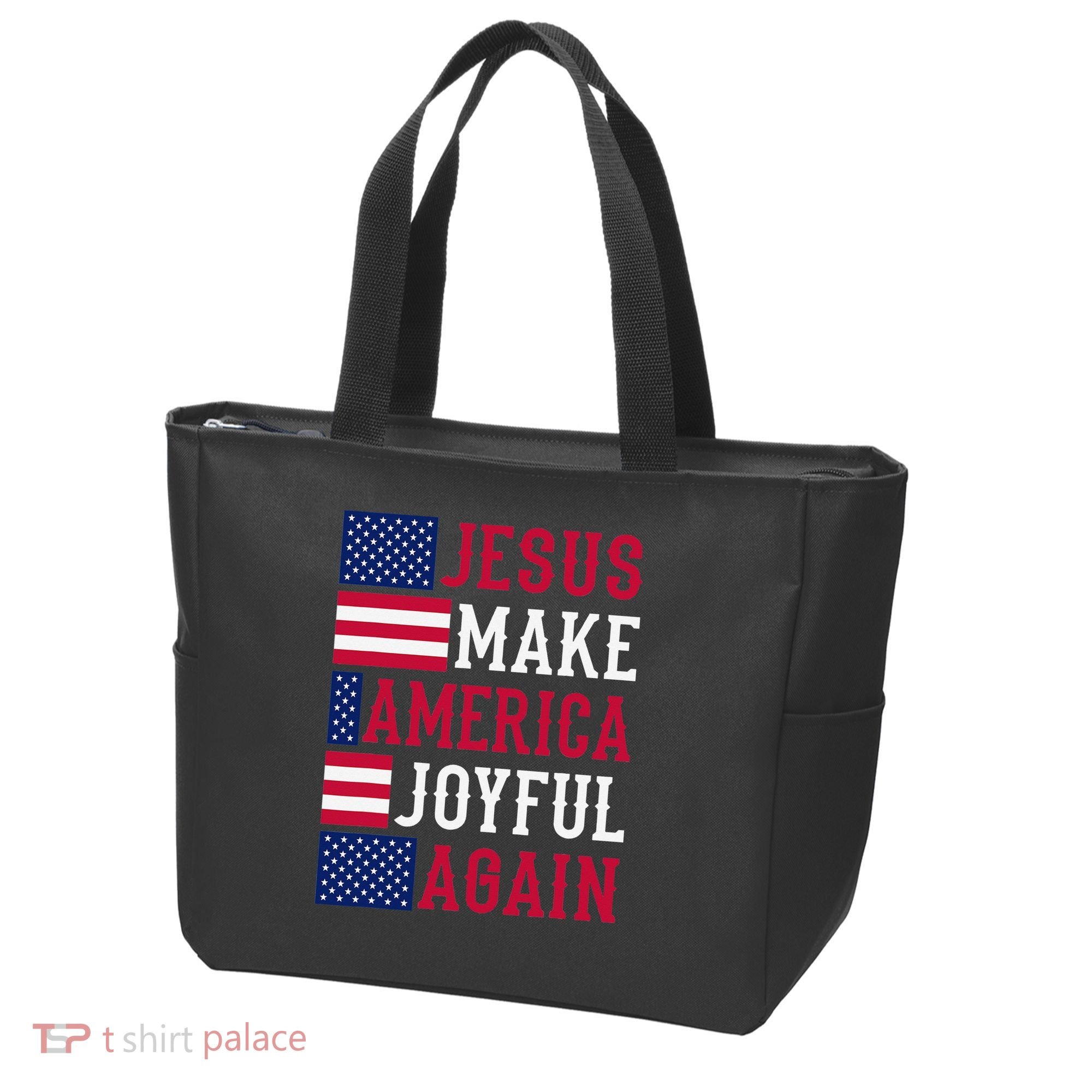 Jesus Make America Joyful Again - American Flag - Christian Tote Bag