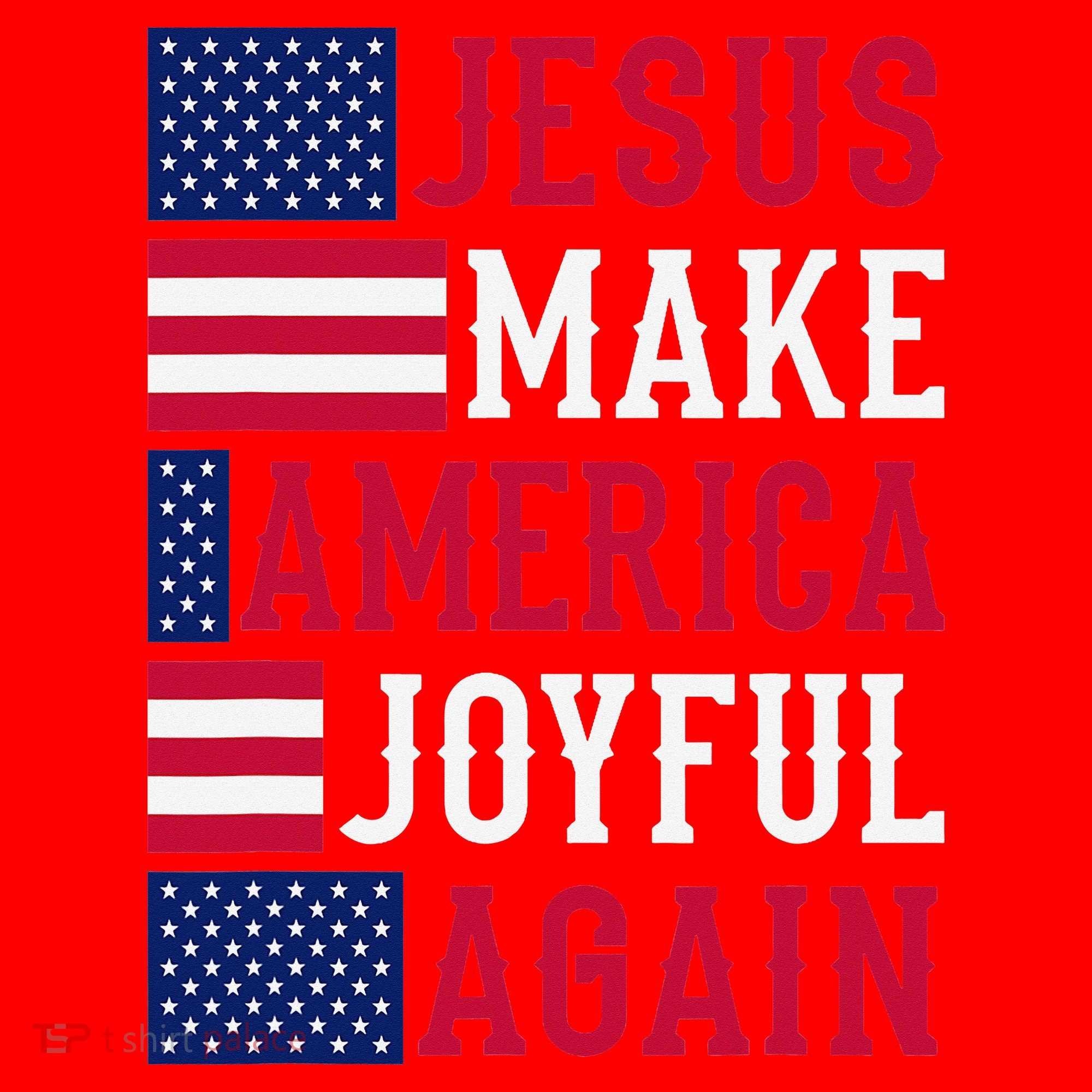 Jesus Make America Joyful Again - American Flag - Christian Santa Hat