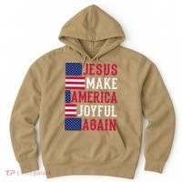 Jesus Make America Joyful Again - American Flag - Christian Hoodie thumb 0