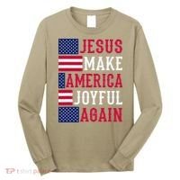 Jesus Make America Joyful Again - American Flag - Christian Long Sleeve Shirt thumb 0