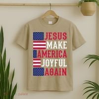 Jesus Make America Joyful Again - American Flag - Christian T-Shirt thumb 2