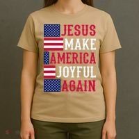 Jesus Make America Joyful Again - American Flag - Christian T-Shirt thumb 4