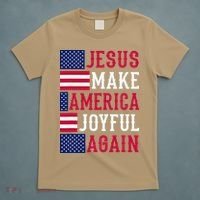 Jesus Make America Joyful Again - American Flag - Christian T-Shirt thumb 5