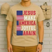 Jesus Make America Joyful Again - American Flag - Christian T-Shirt thumb 6