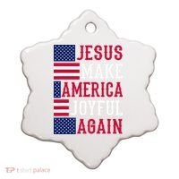 Jesus Make America Joyful Again - American Flag - Christian Ceramic Ornament thumb 0