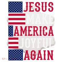 Jesus Make America Joyful Again - American Flag - Christian Ceramic Ornament thumb 2
