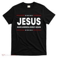 Jesus Make America Godly Again Patriotic Christian Faith USA T-Shirt thumb 0
