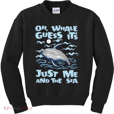 Just Me And The Sea Blue Beluga Cetacea Whale Watching Kids Sweatshirt
