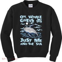 Just Me And The Sea Blue Beluga Cetacea Whale Watching Kids Sweatshirt thumb 0