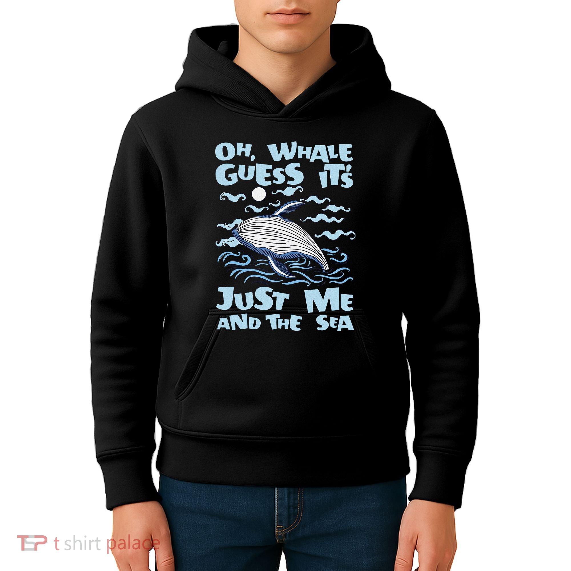 Just Me And The Sea Blue Beluga Cetacea Whale Watching Kids Hoodie