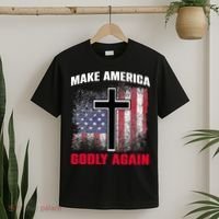 Jesus Make America Godly Again American Patriot Christian T-Shirt thumb 2