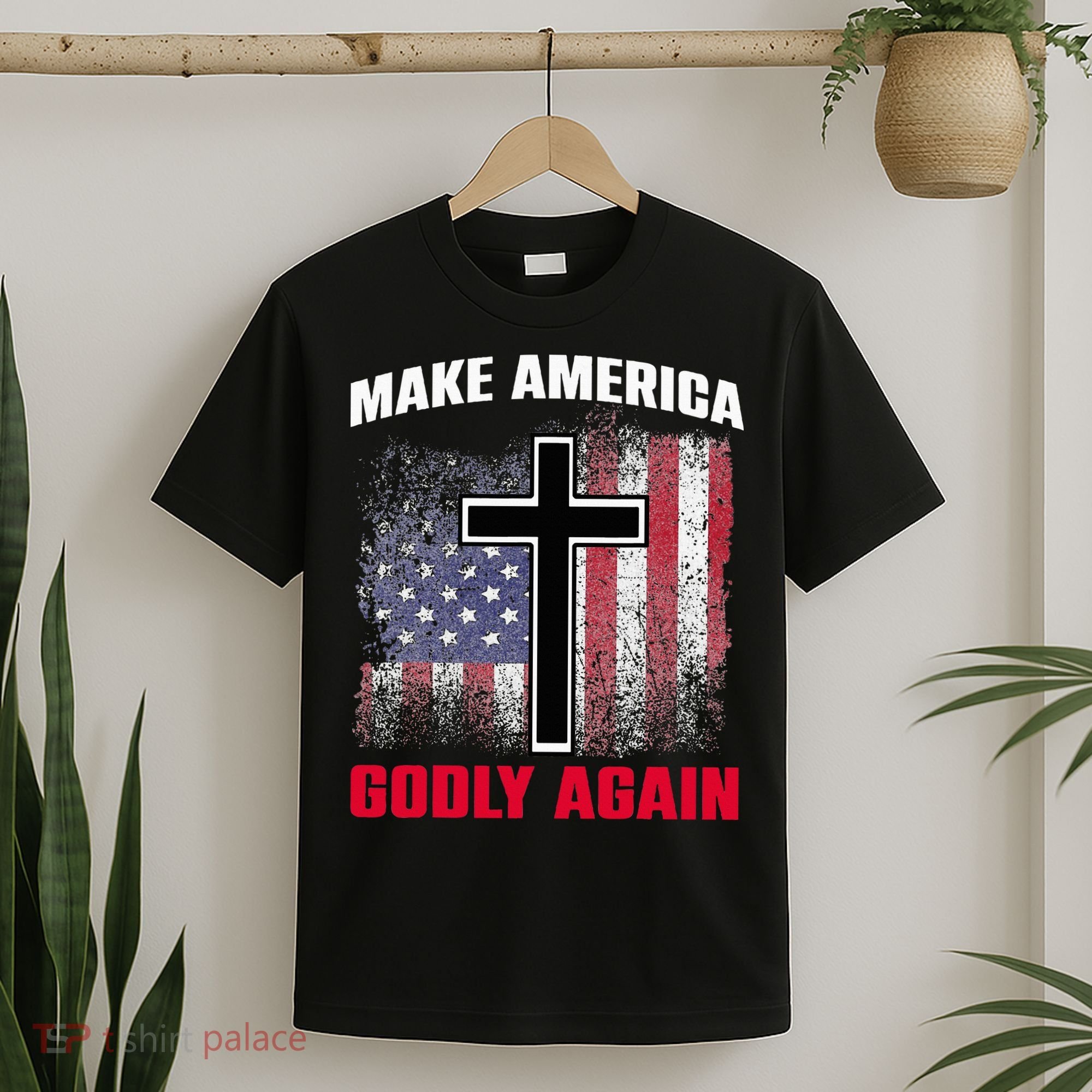 Jesus Make America Godly Again American Patriot Christian T-Shirt