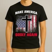 Jesus Make America Godly Again American Patriot Christian T-Shirt thumb 3