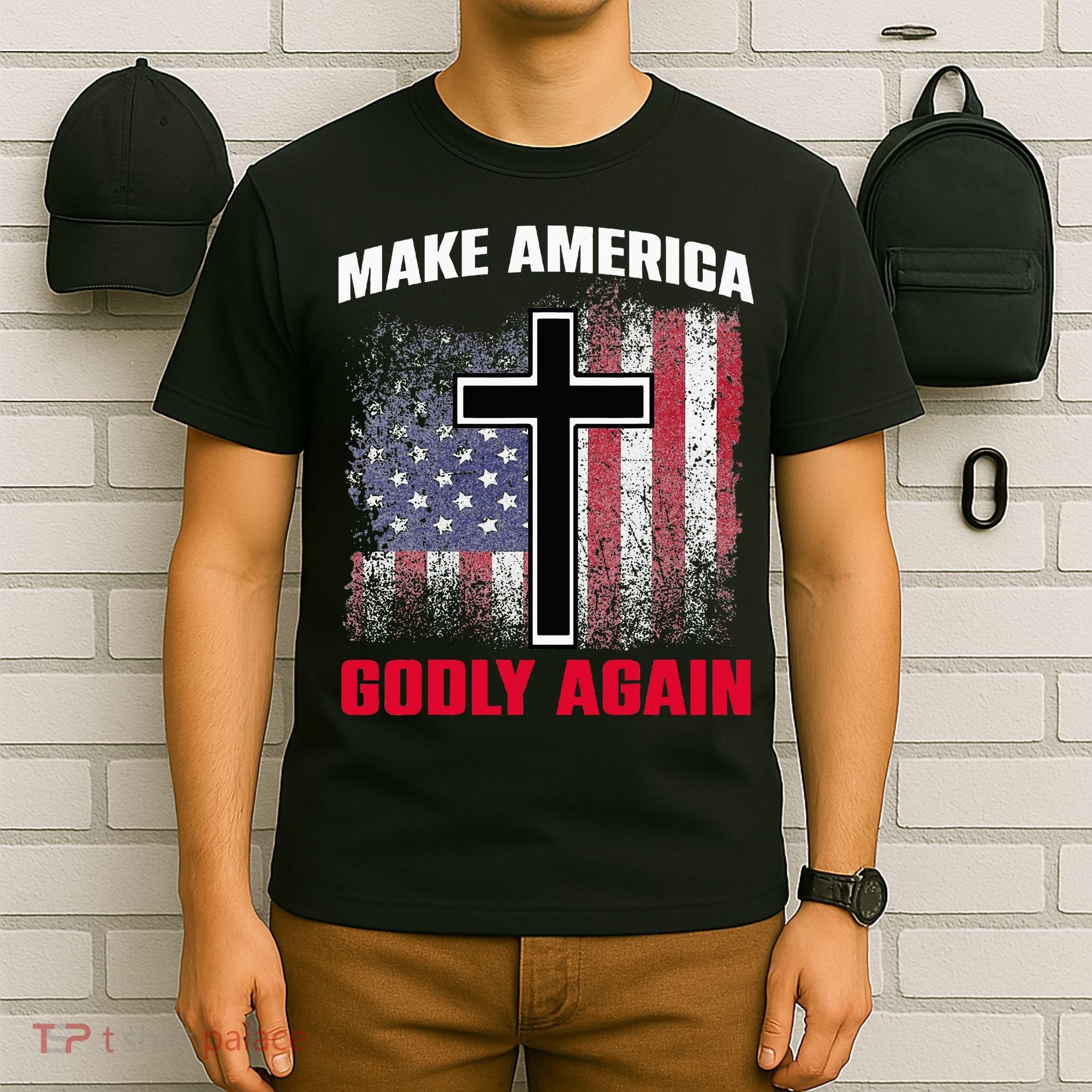 Jesus Make America Godly Again American Patriot Christian T-Shirt