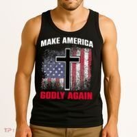 Jesus Make America Godly Again American Patriot Christian Tank Top thumb 3