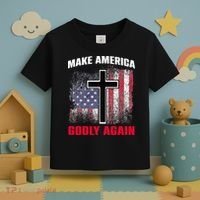 Jesus Make America Godly Again American Patriot Christian Toddler T-Shirt thumb 3