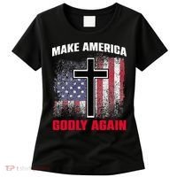 Jesus Make America Godly Again American Patriot Christian Women's T-Shirt thumb 0