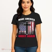 Jesus Make America Godly Again American Patriot Christian Women's T-Shirt thumb 4
