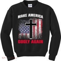 Jesus Make America Godly Again American Patriot Christian Kids Sweatshirt thumb 0
