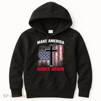 Jesus Make America Godly Again American Patriot Christian Kids Hoodie thumb 0
