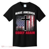 Jesus Make America Godly Again American Patriot Christian Kids T-Shirt thumb 0