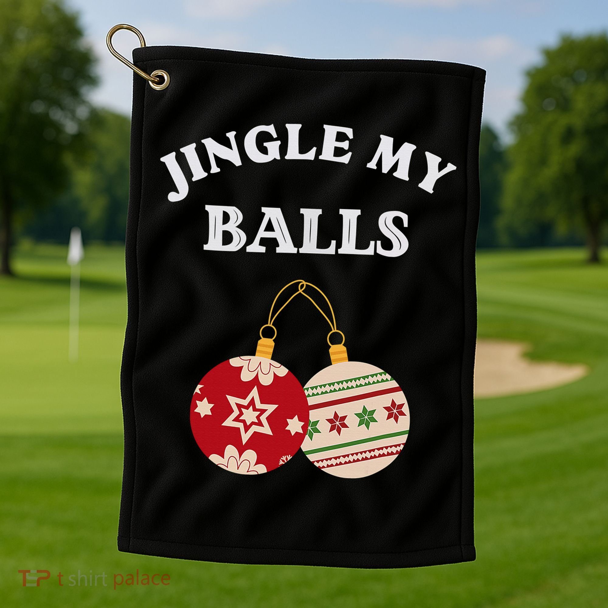 Jingle My Balls Shake My Presents Fun Couples Christmas Golf Towel