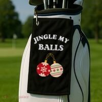 Jingle My Balls Shake My Presents Fun Couples Christmas Golf Towel thumb 2