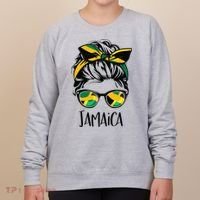 Jamaica  Messy Bun Jamaican Flag Jamaican Women's Sweatshirt thumb 0