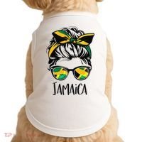 Jamaica  Messy Bun Jamaican Flag Jamaican Doggie Tank thumb 0