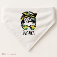 Jamaica  Messy Bun Jamaican Flag Jamaican USA-Made Doggie Bandana thumb 0