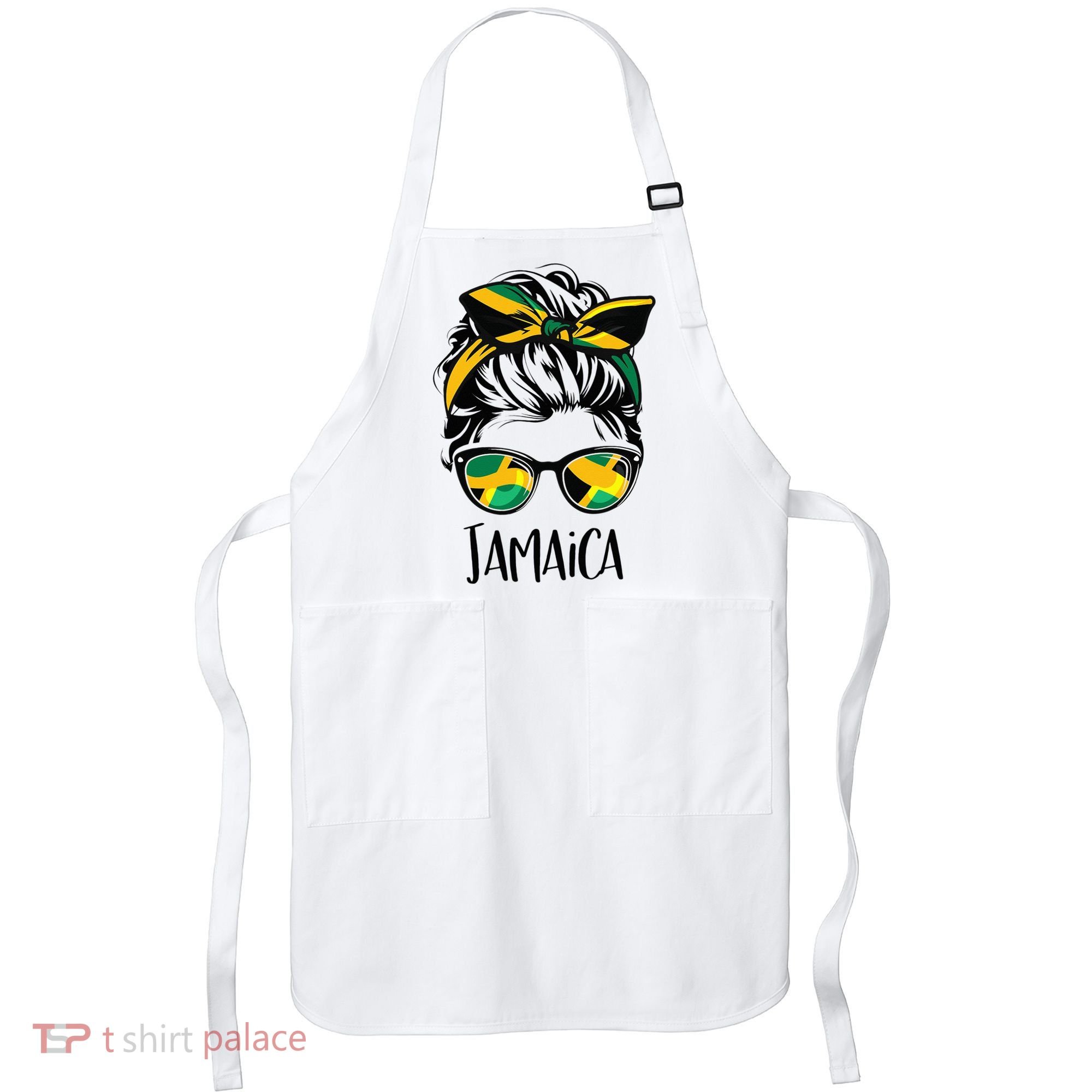 Jamaica  Messy Bun Jamaican Flag Jamaican Apron