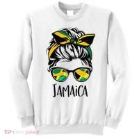 Jamaica  Messy Bun Jamaican Flag Jamaican Sweatshirt thumb 0