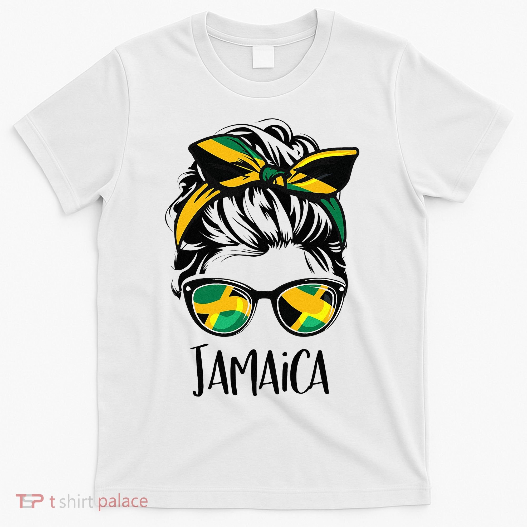 Jamaica  Messy Bun Jamaican Flag Jamaican T-Shirt