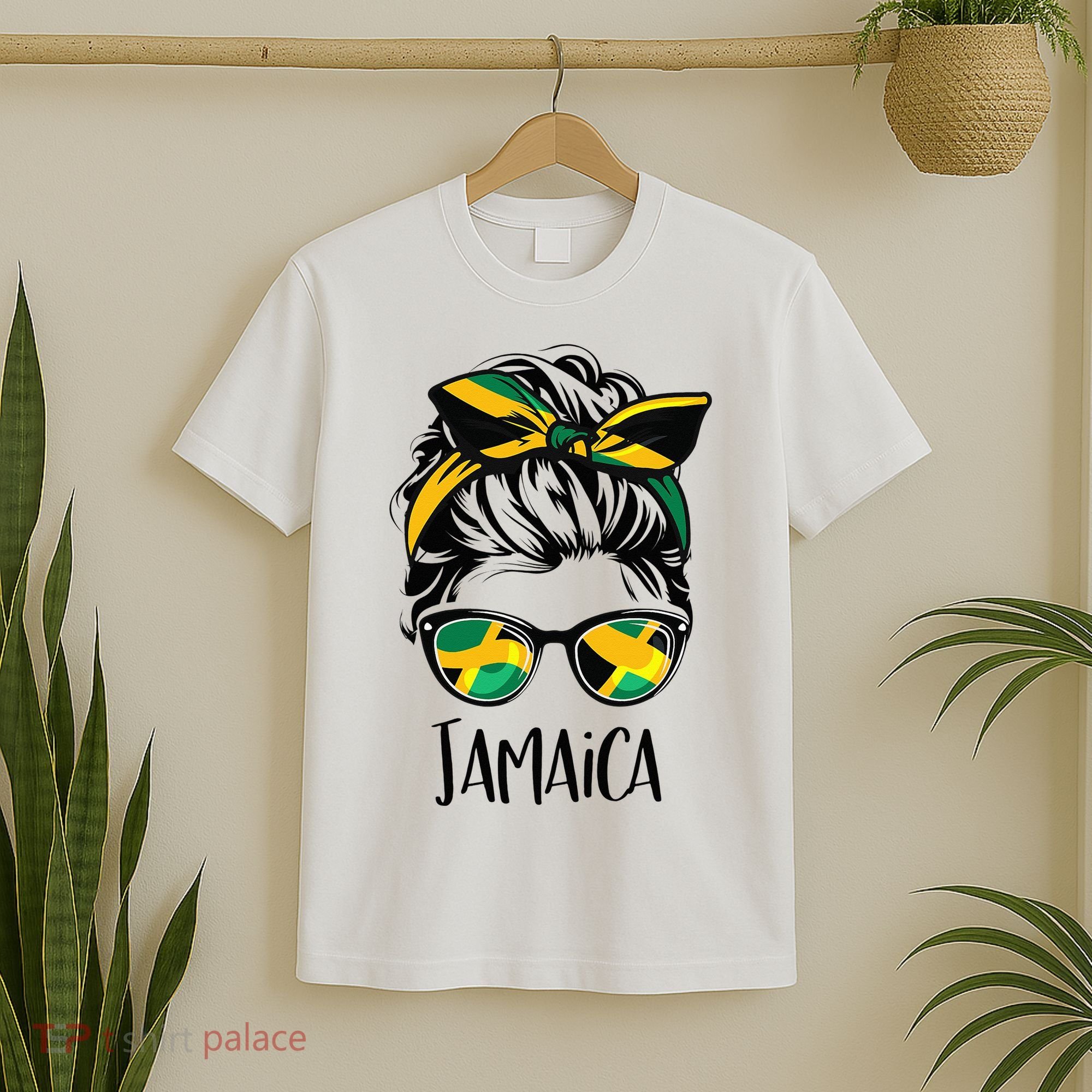 Jamaica  Messy Bun Jamaican Flag Jamaican T-Shirt