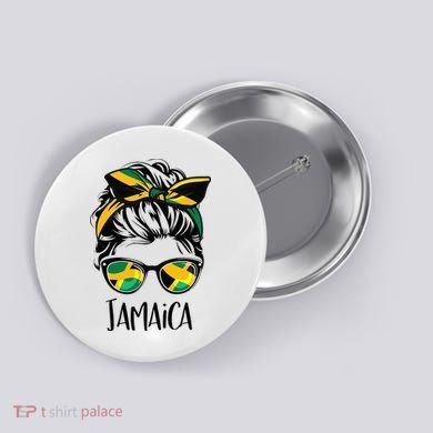 Jamaica  Messy Bun Jamaican Flag Jamaican Button