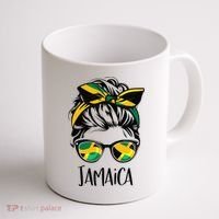 Jamaica  Messy Bun Jamaican Flag Jamaican Coffee Mug thumb 1