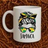 Jamaica  Messy Bun Jamaican Flag Jamaican Coffee Mug thumb 2