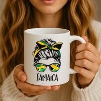 Jamaica  Messy Bun Jamaican Flag Jamaican Coffee Mug thumb 3