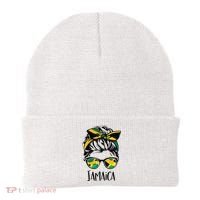 Jamaica  Messy Bun Jamaican Flag Jamaican Beanie thumb 0